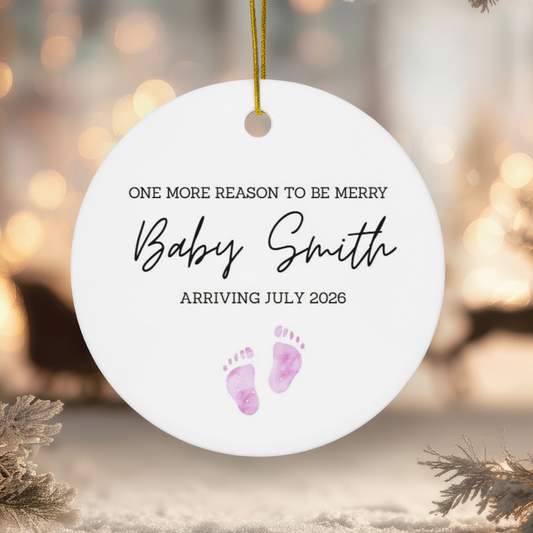 Pregnancy Christmas Announcement Ornament: Festive Family Keepsake for New Parents, personalised