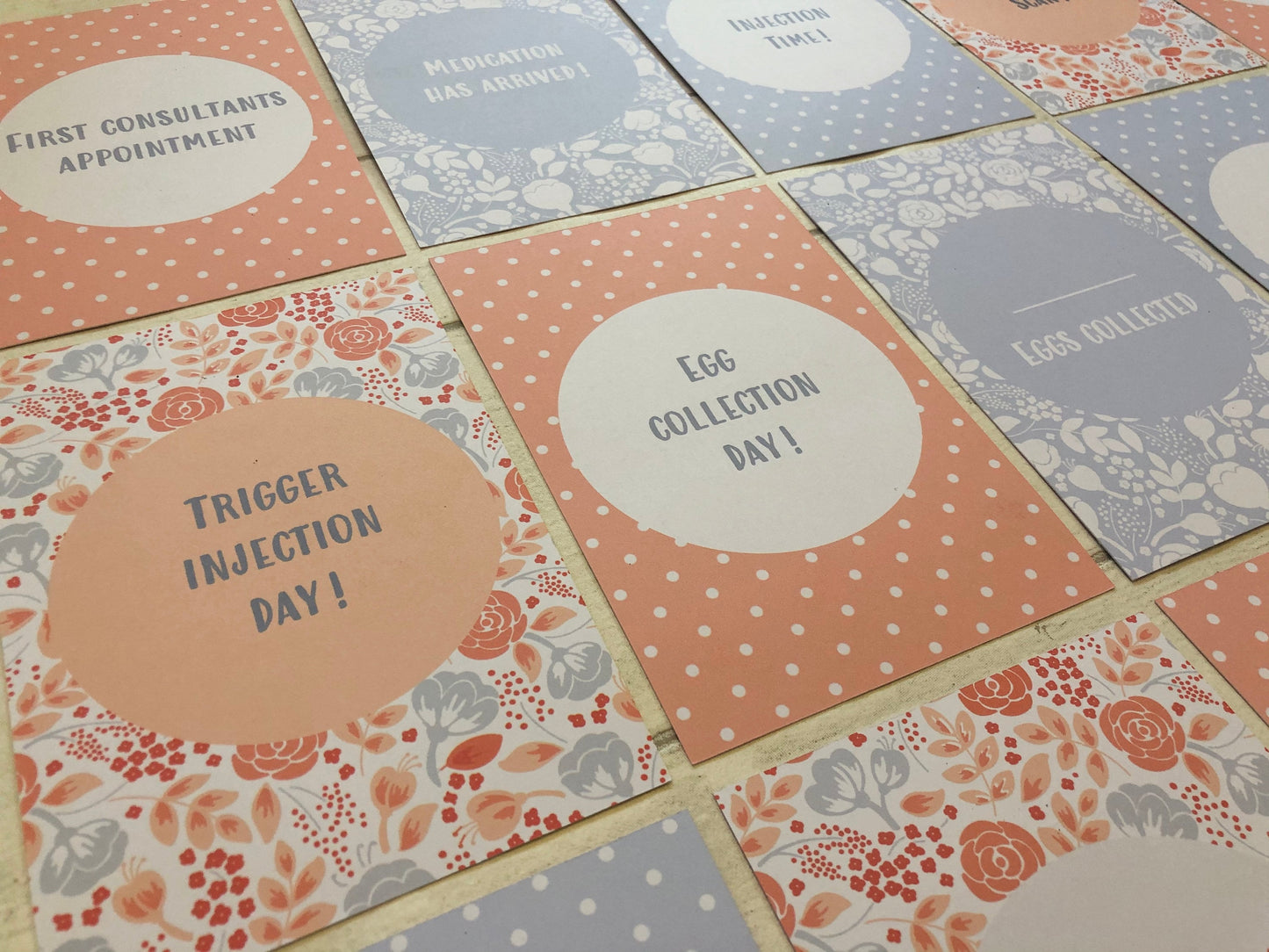 Floral IVF IUI ICSI Milestone Cards