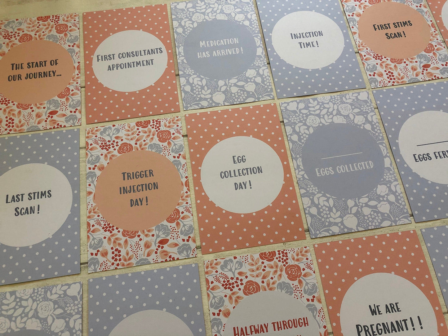 Floral IVF IUI ICSI Milestone Cards