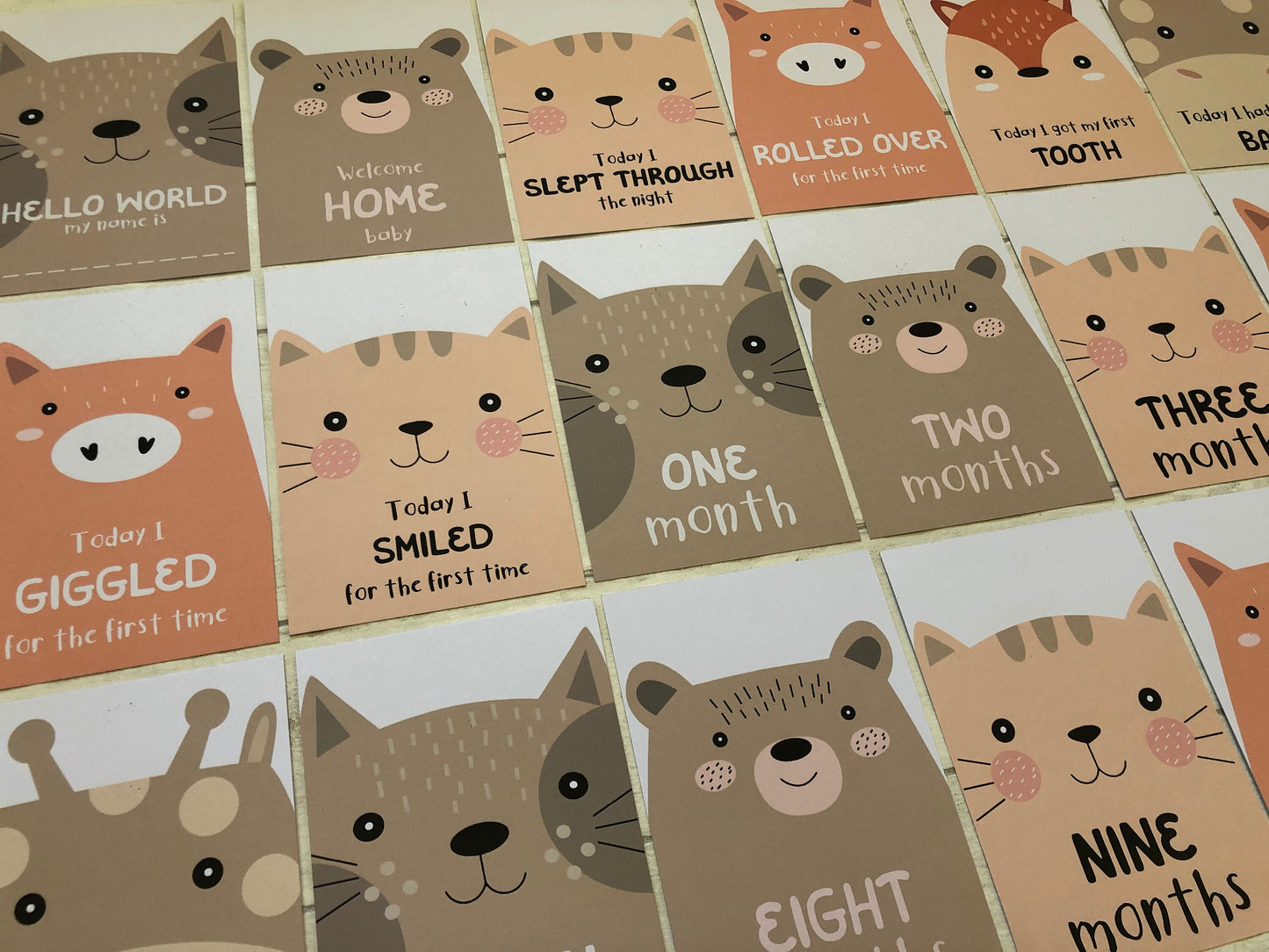 Unisex Animal Baby Milestone and Journey Cards for New Parents