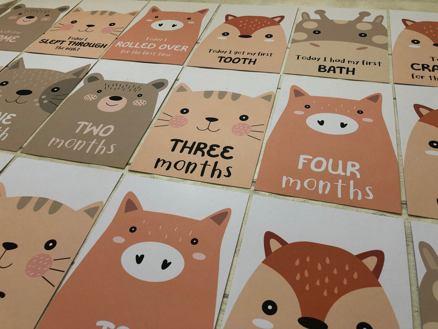 Unisex Animal Baby Milestone and Journey Cards for New Parents