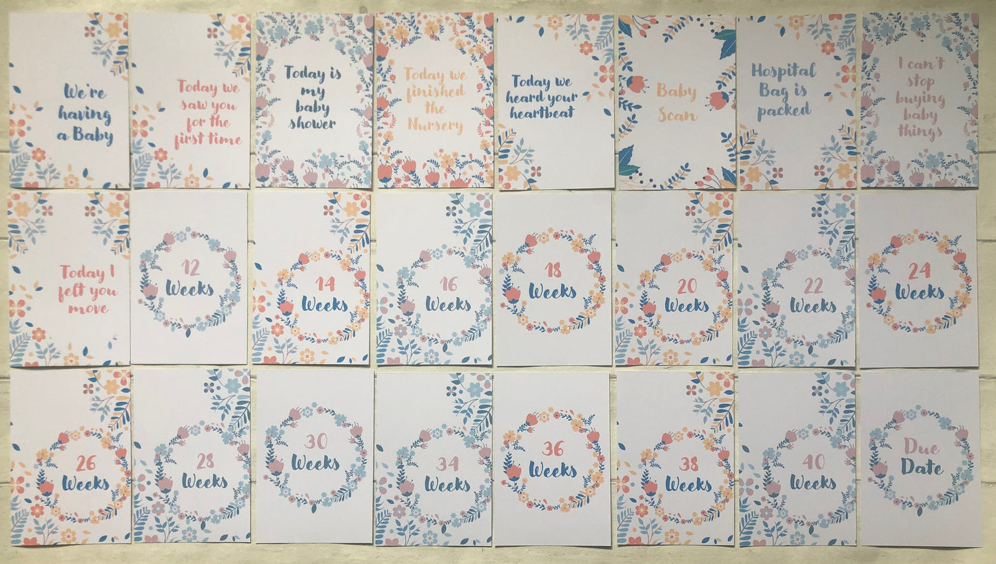 Pregnancy Milestone Cards | Pregnancy Gift | Mum to be gift |Milestone cards | Pregnancy Announcement | Floral