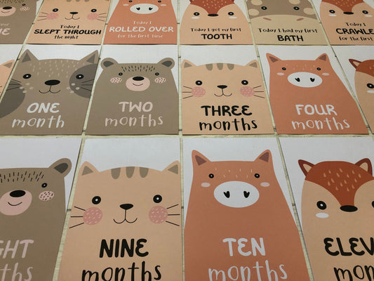 Unisex Animal Baby Milestone and Journey Cards for New Parents