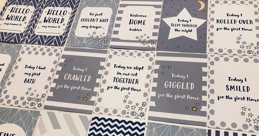 Twin Milestone Cards Gender Neutral Grey