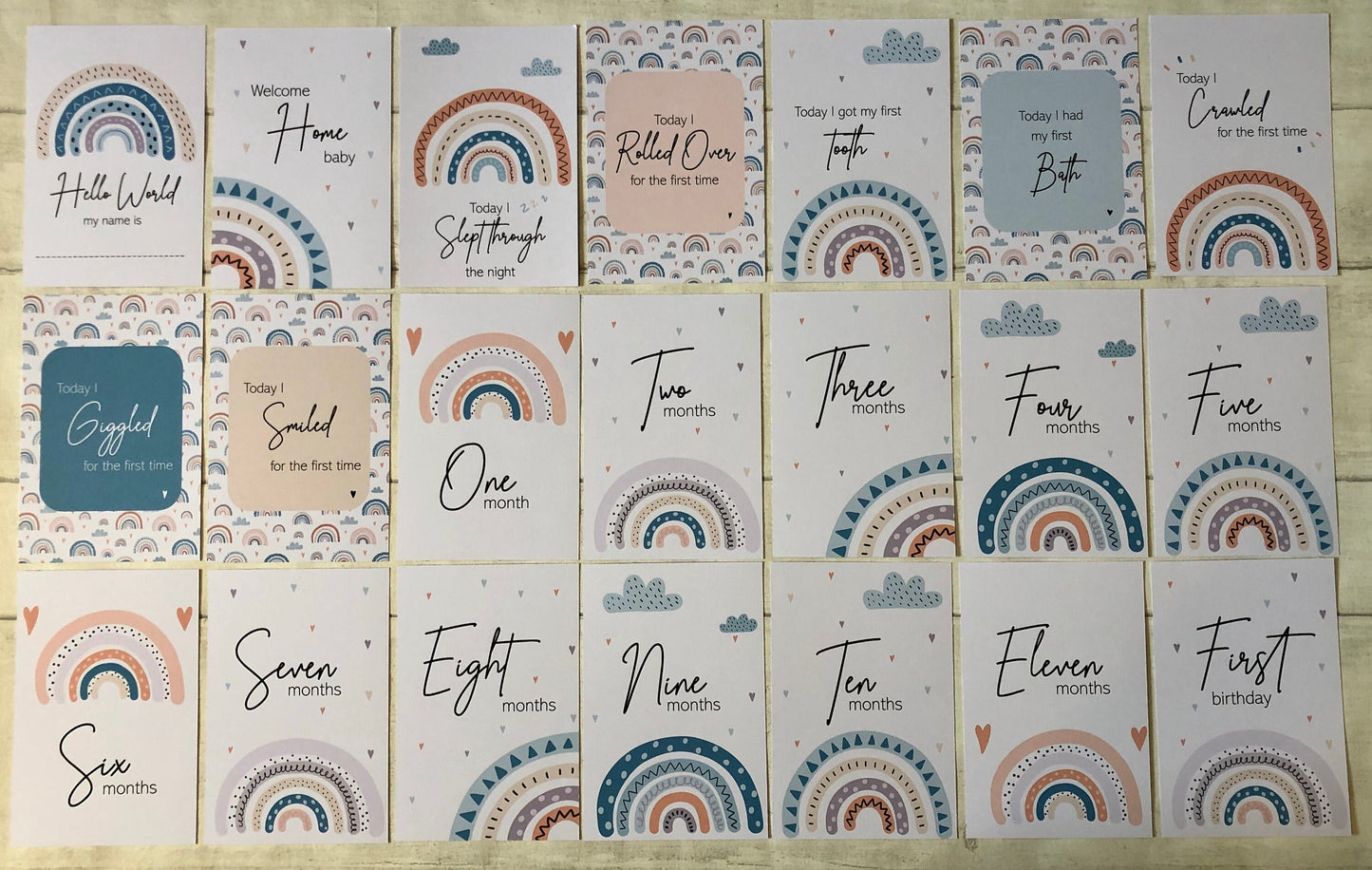 Rainbow Baby Milestone Cards for Baby Shower and Pregnancy Gifts