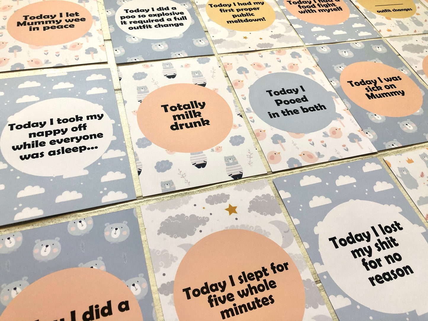 Alternative Funny Blue Baby Milestone Cards, Perfect Baby Shower Gift