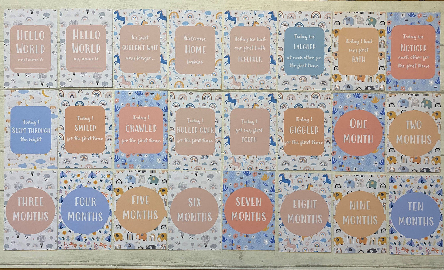 Pink Twin Baby Milestone Cards