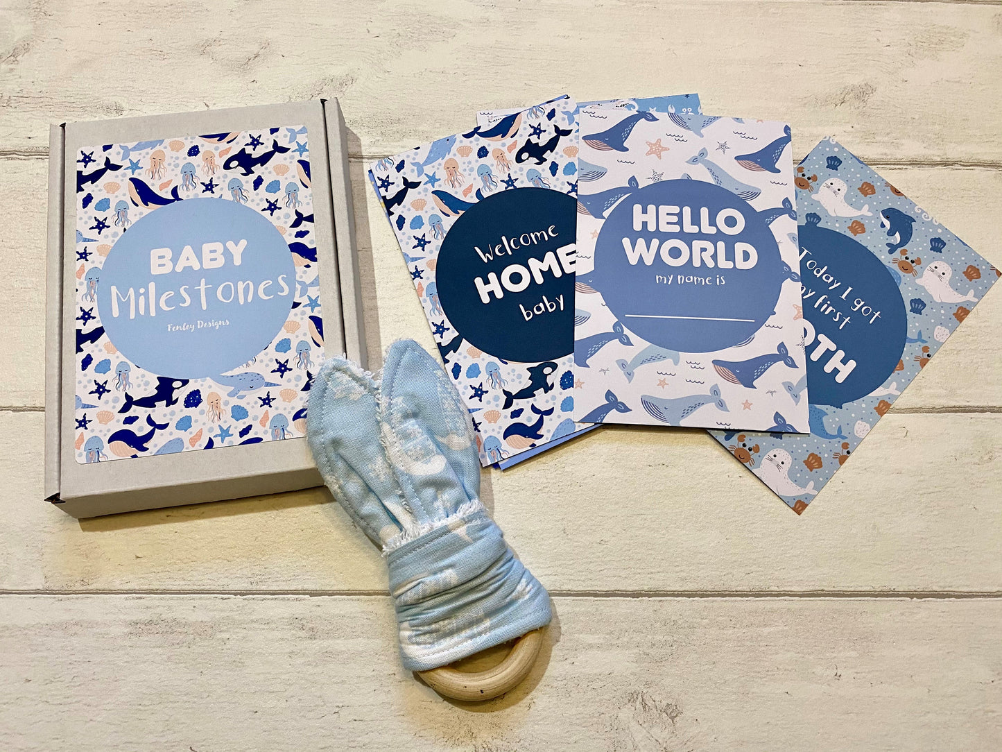 Ocean-Themed Baby Milestone Cards for Pregnancy, Baby Shower, Nursery Decor Gifts