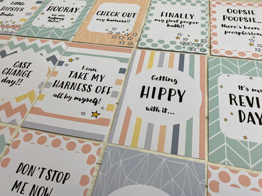Hip Dysplasia Pastel Milestone Cards for DDH Brace and Pavlik Harness