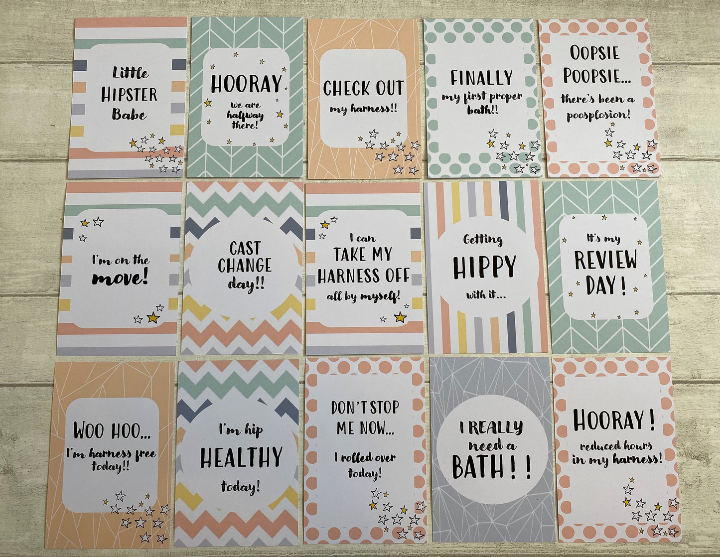 Hip Dysplasia Pastel Milestone Cards for DDH Brace and Pavlik Harness