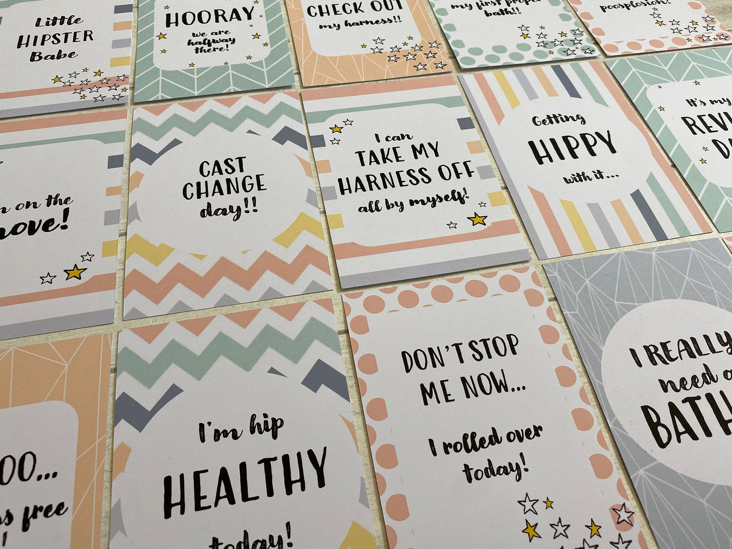 Hip Dysplasia Pastel Milestone Cards for DDH Brace and Pavlik Harness