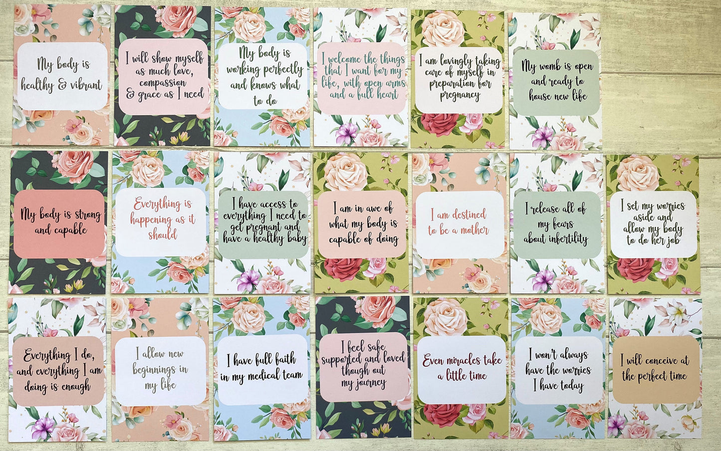 Floral Fertility Affirmation Cards