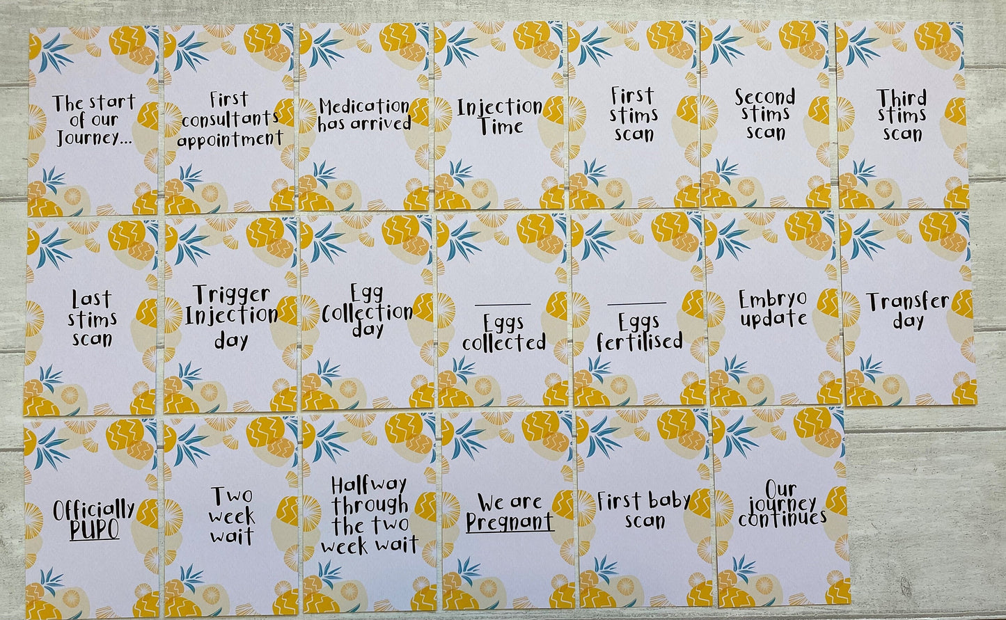 Pineapples IVF IUI ICSI Milestone Cards