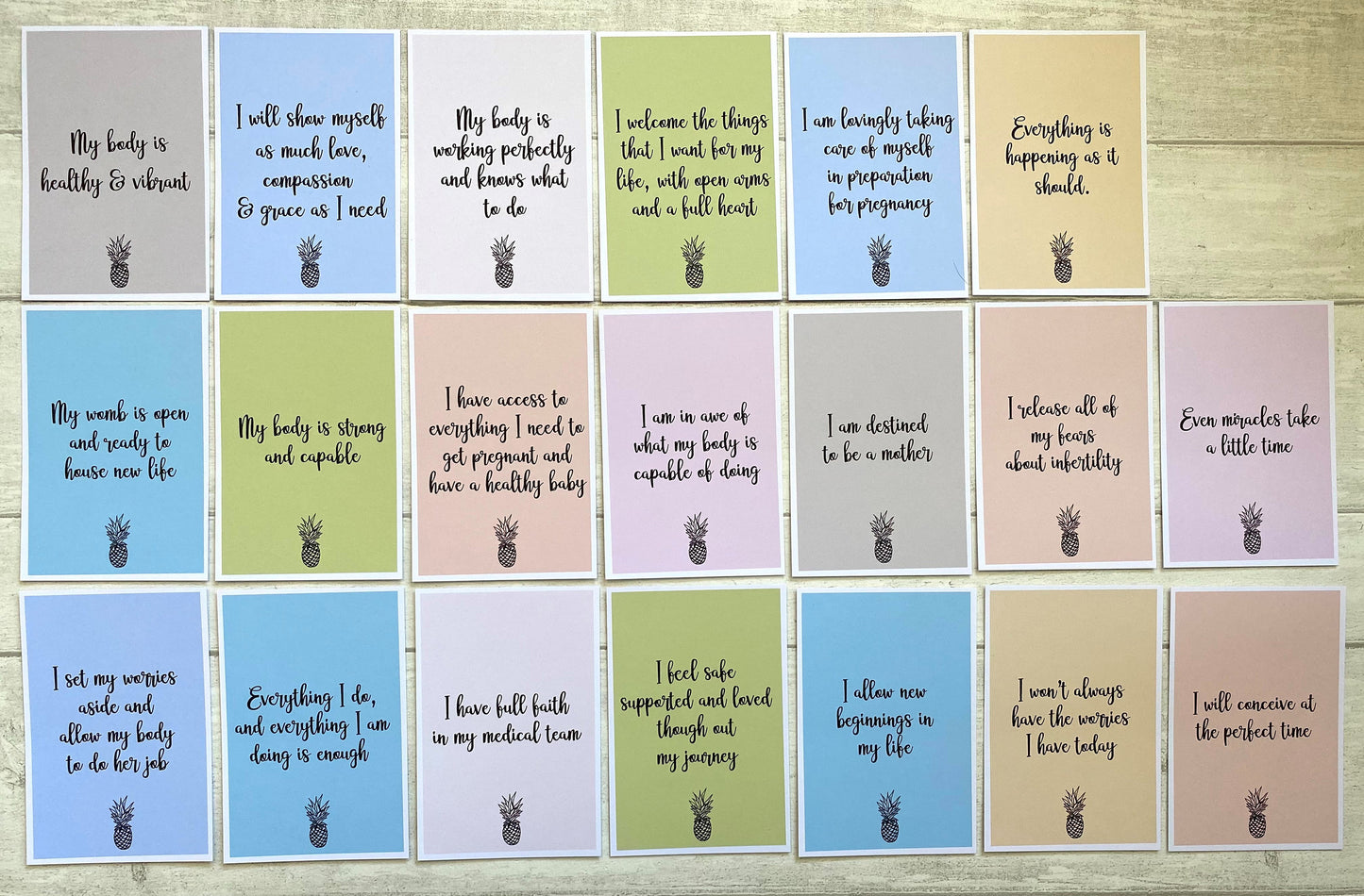 Pineapple Fertility Affirmation Cards