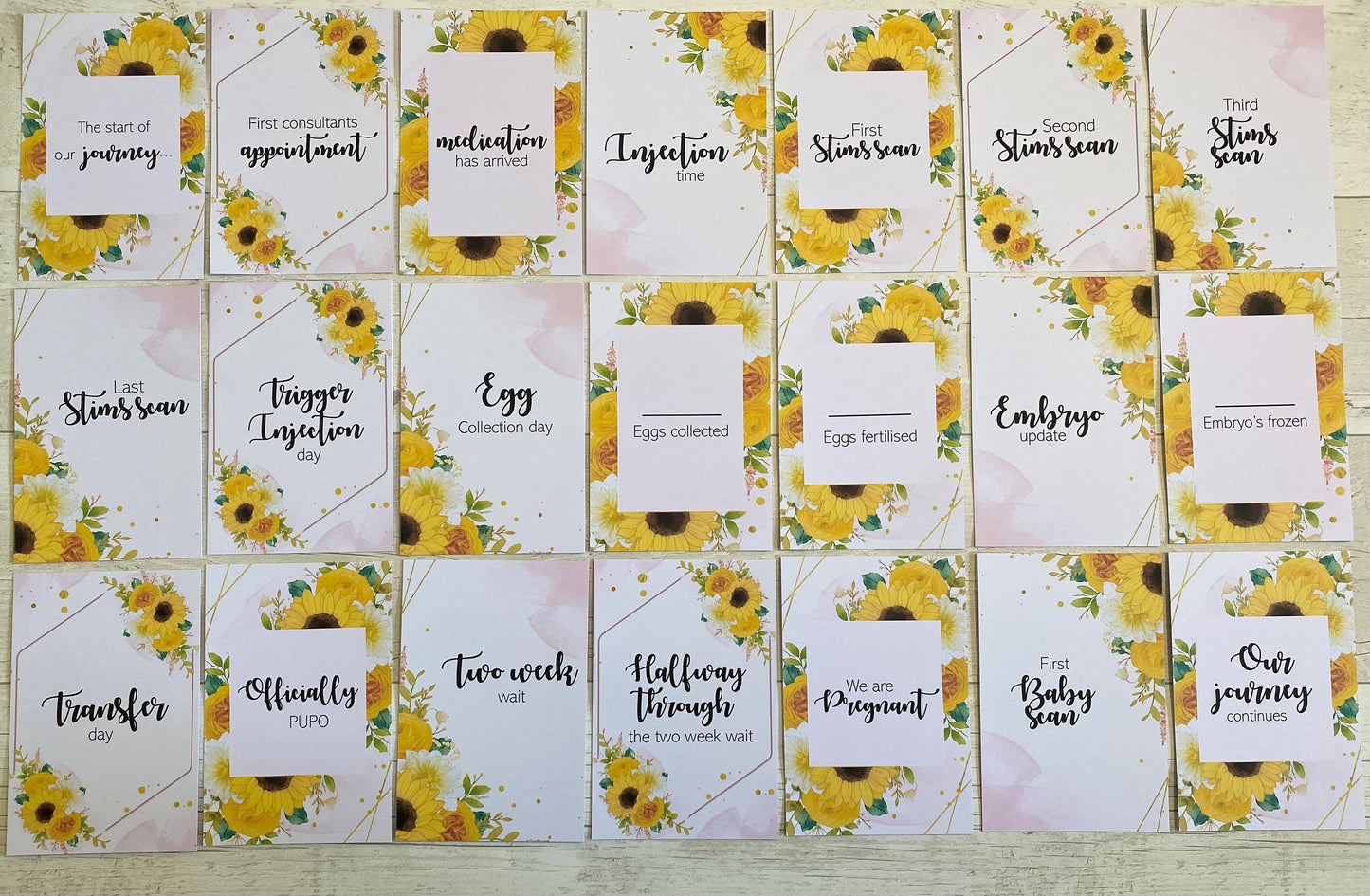 Sunflower IVF IUI ICSI Milestone Cards