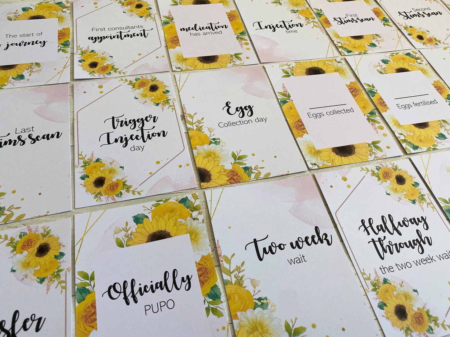 Sunflower IVF IUI ICSI Milestone Cards