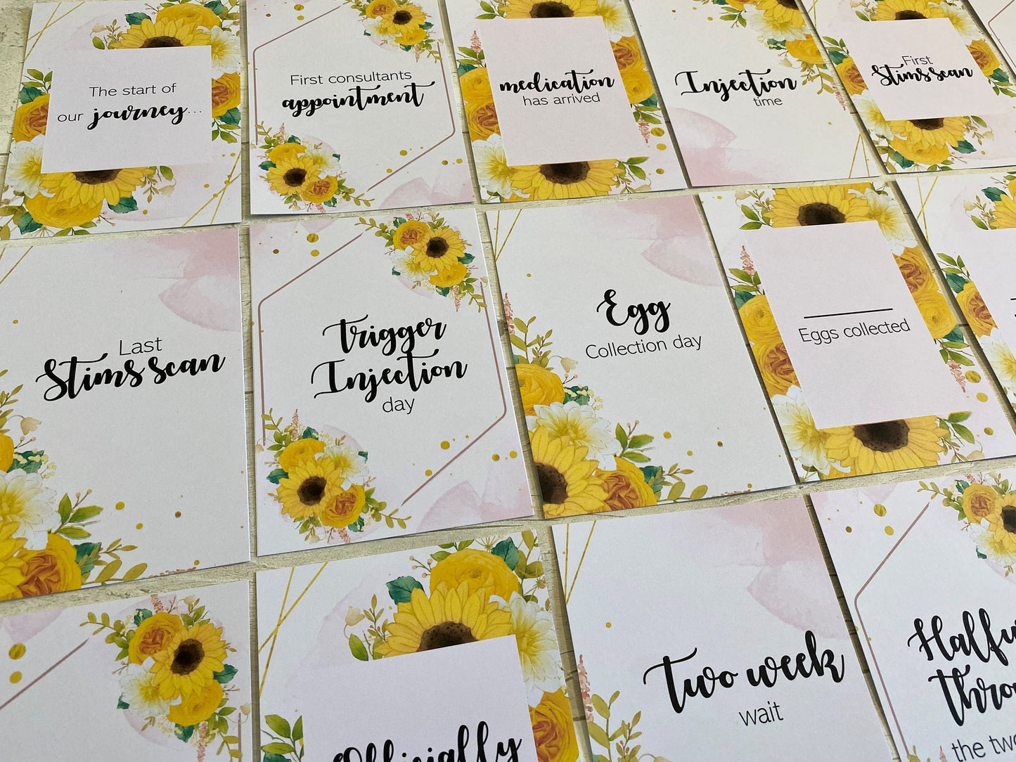 Sunflower IVF IUI ICSI Milestone Cards