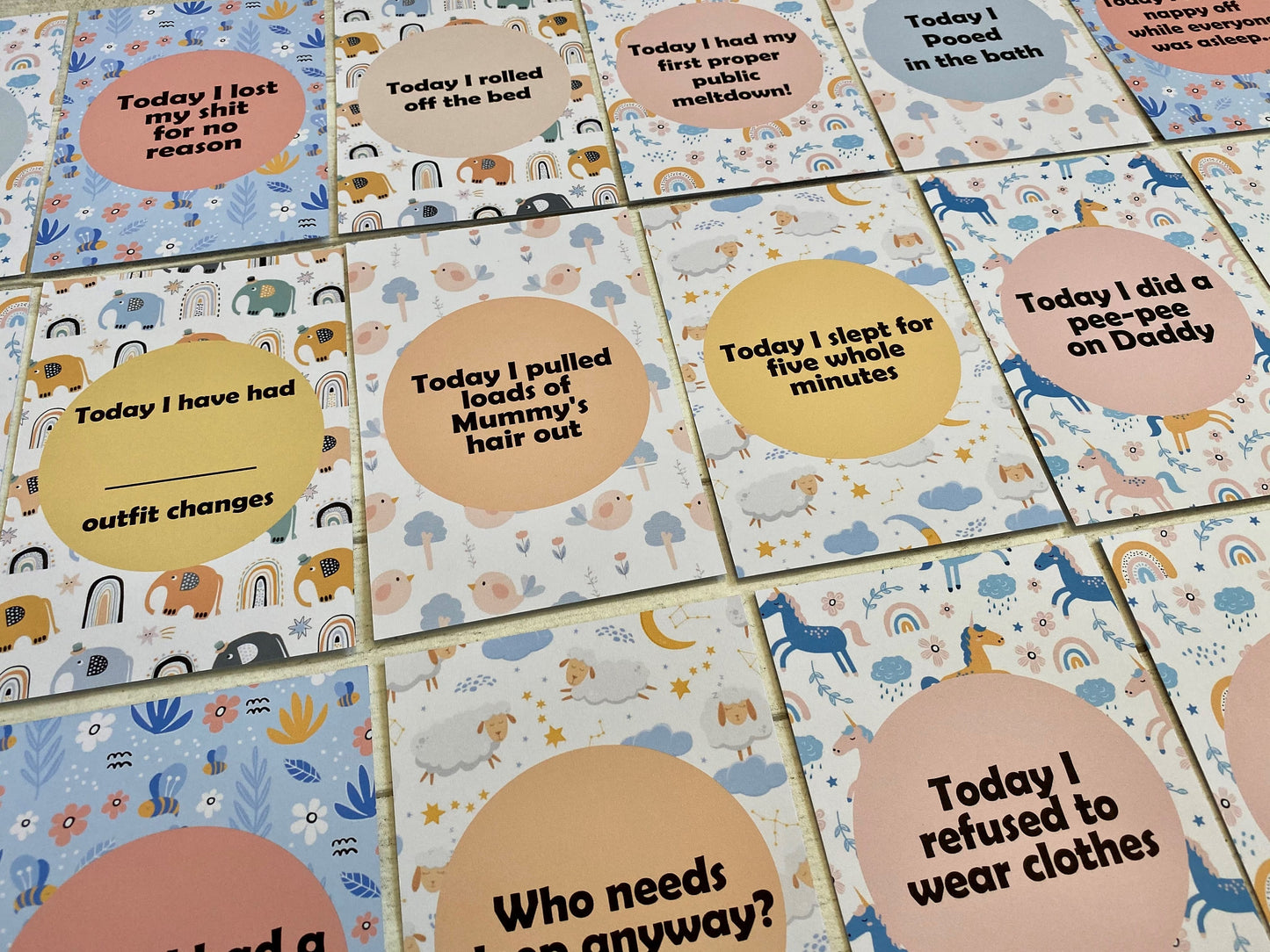 Alternative Funny Baby Grey Milestone Cards, Perfect Baby Shower Gift