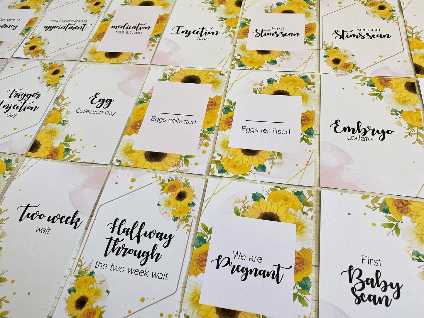 Sunflower IVF IUI ICSI Milestone Cards