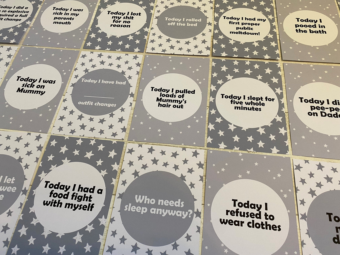 Alternative Funny Baby Grey Milestone Cards, Perfect Baby Shower Gift