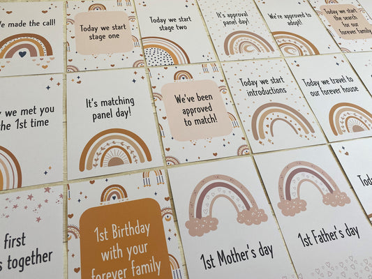 Boho Rainbow Adoption Milestone Cards