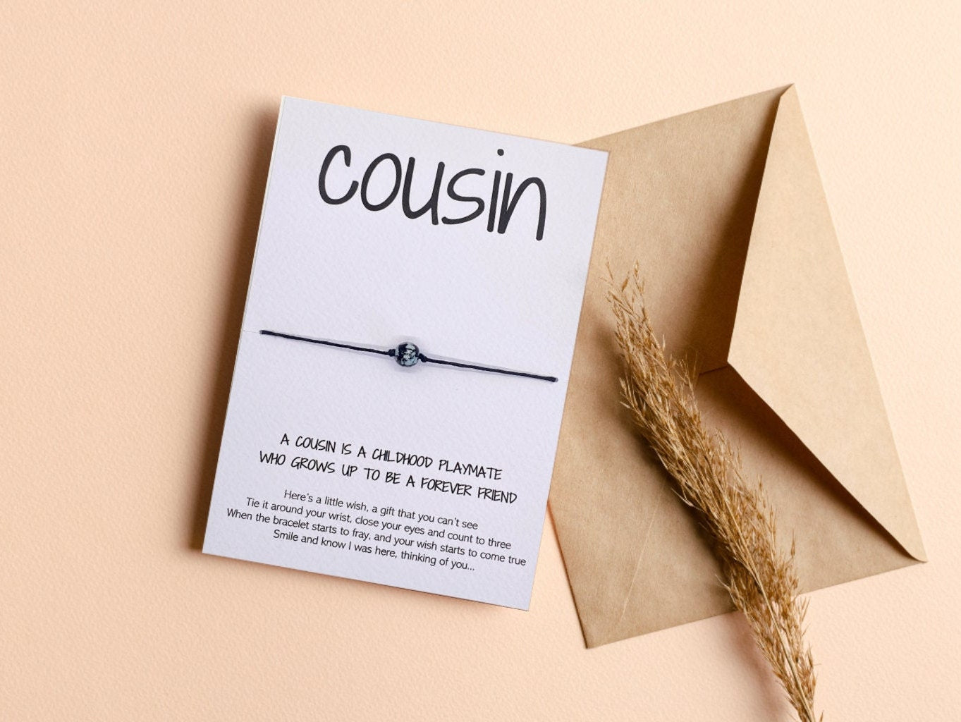 Personalised Cousin Wish Bracelet Gift for Birthday or Christmas Present