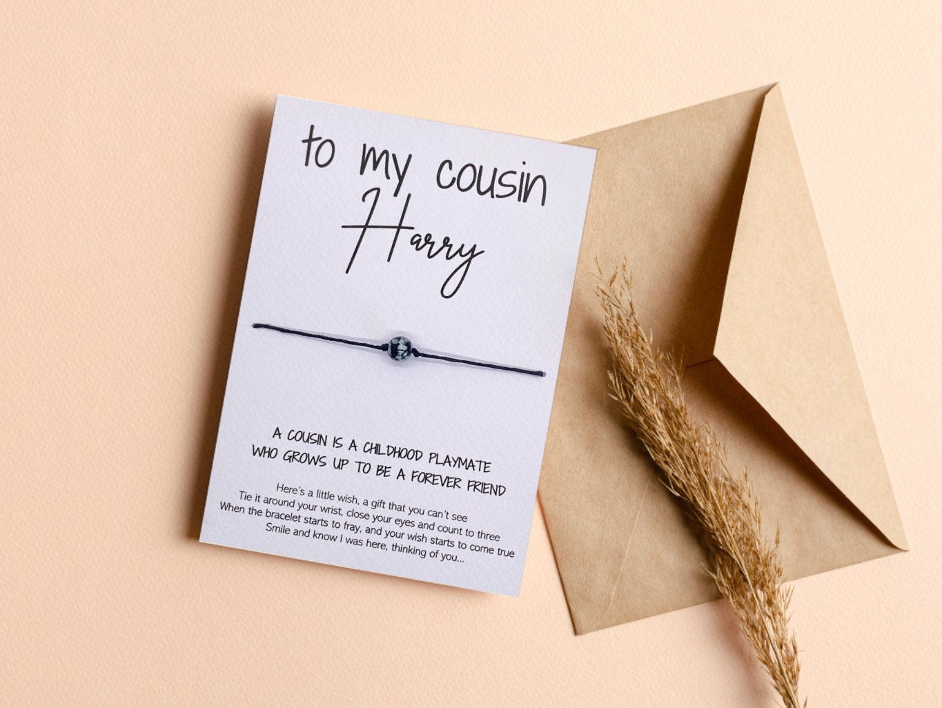 Personalised Cousin Wish Bracelet Gift for Birthday or Christmas Present