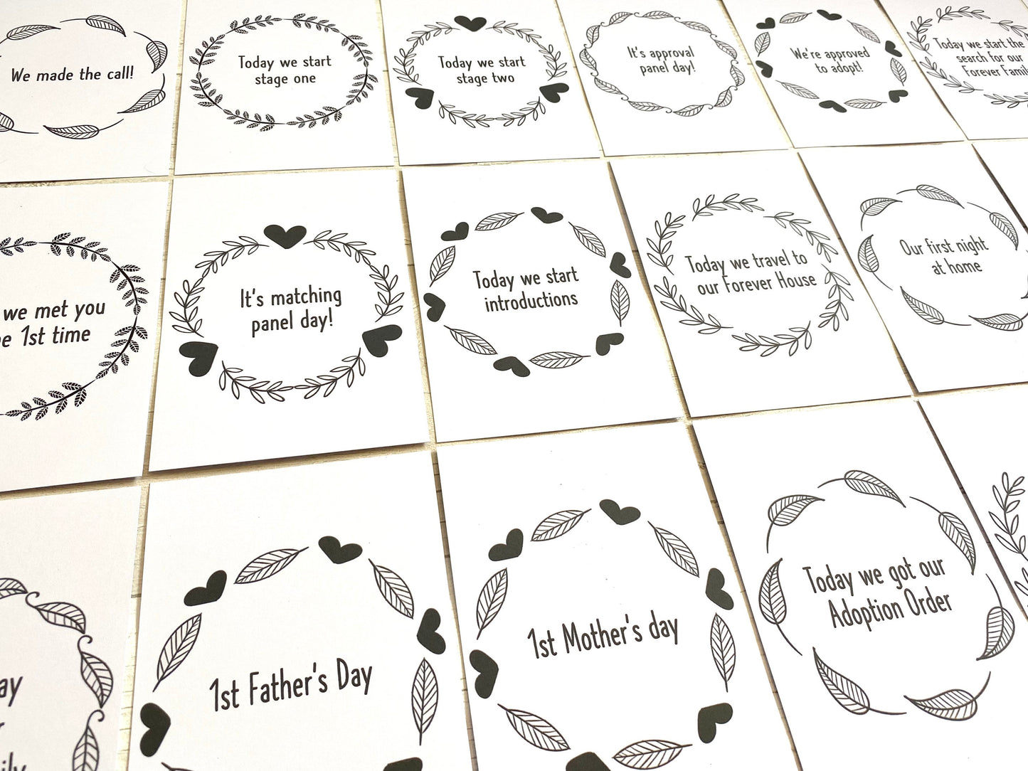 Black & White Adoption Milestone Cards
