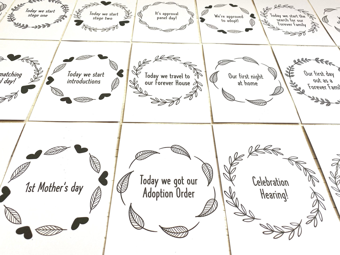 Black & White Adoption Milestone Cards