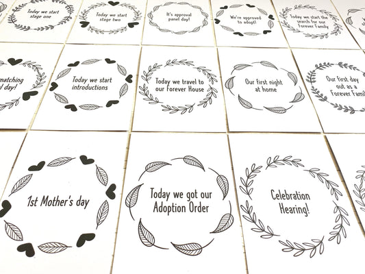 Black & White Adoption Milestone Cards