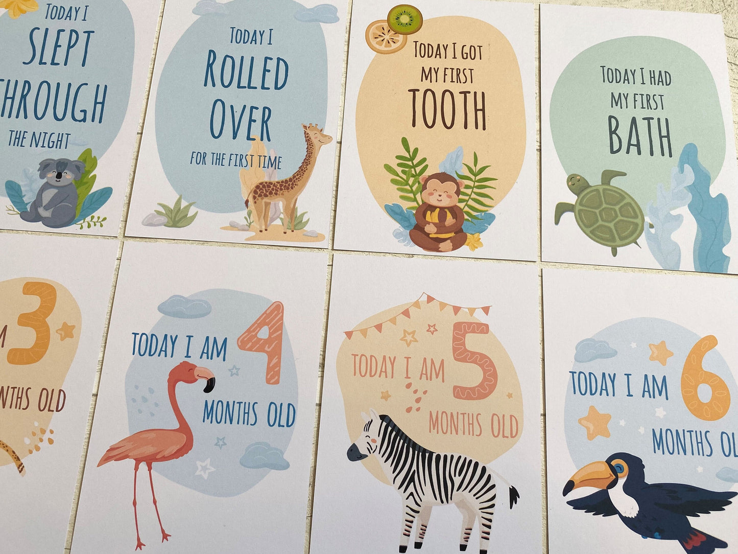 Safari Baby Milestone Cards for New Parents and Baby Shower Keepsake Gifts