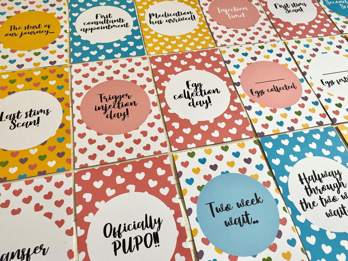 Hearts IVF IUI ICSI Milestone Cards