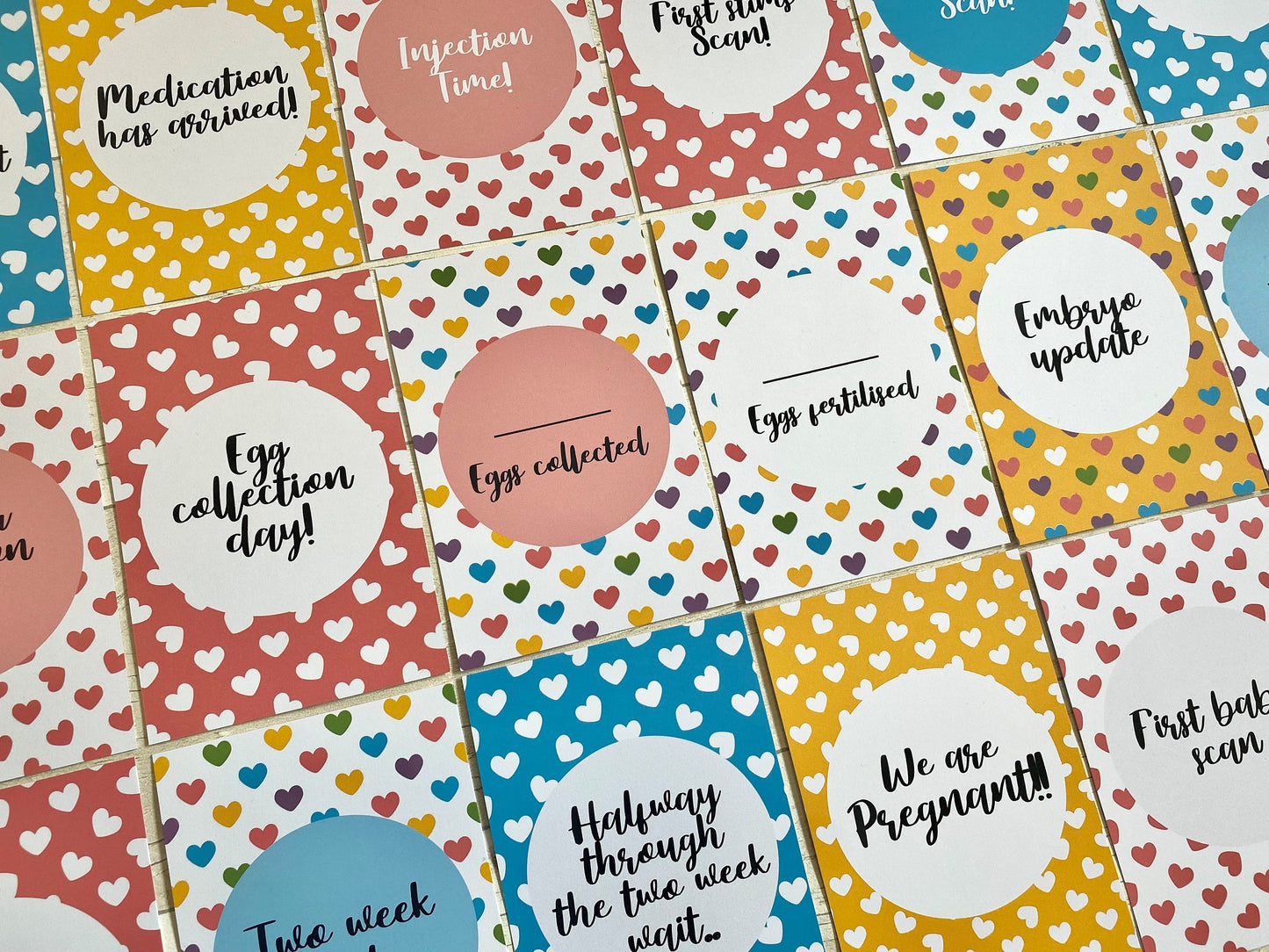 Hearts IVF IUI ICSI Milestone Cards