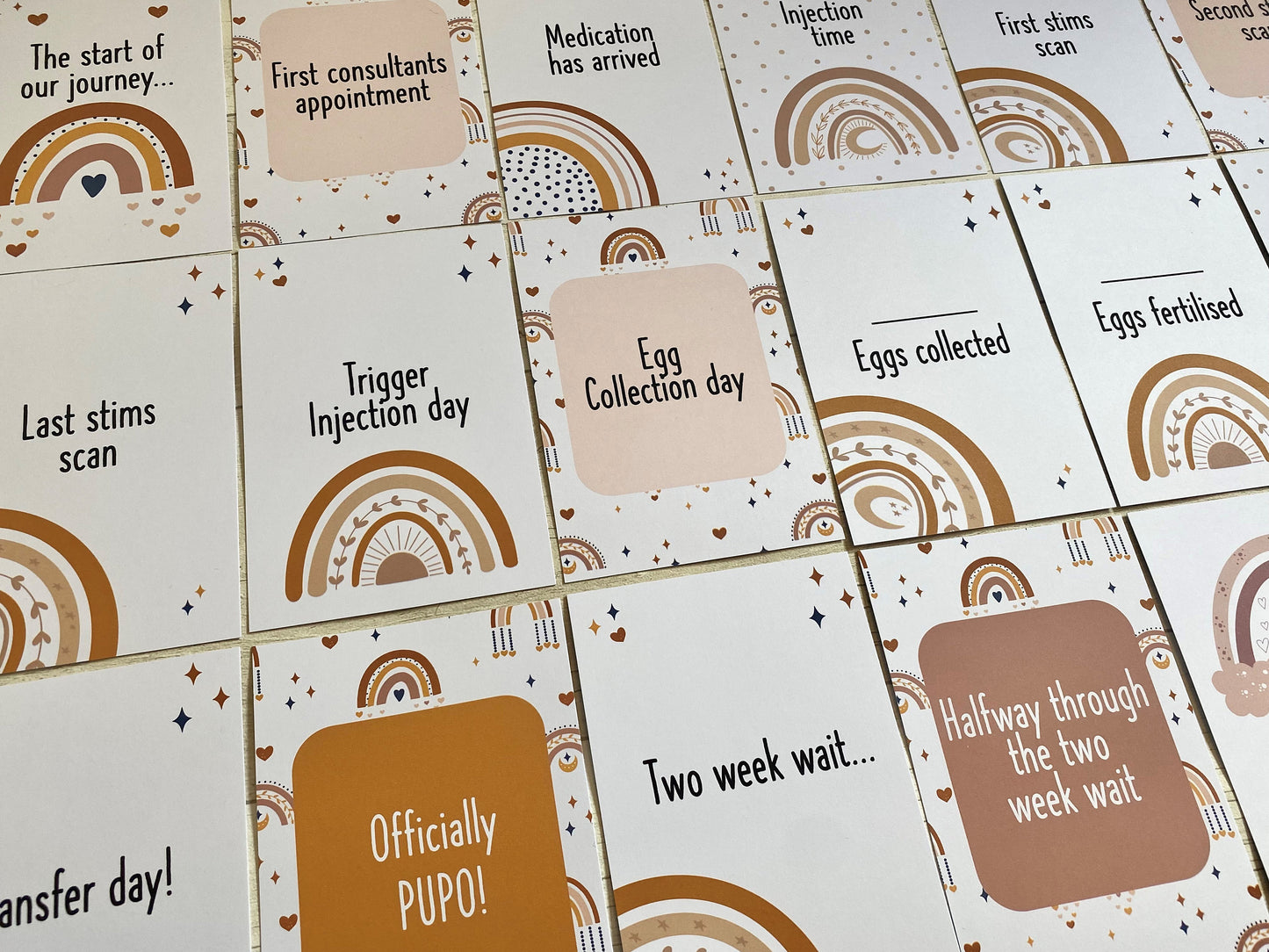 Boho Rainbow IVF IUI ICSI Milestone Cards