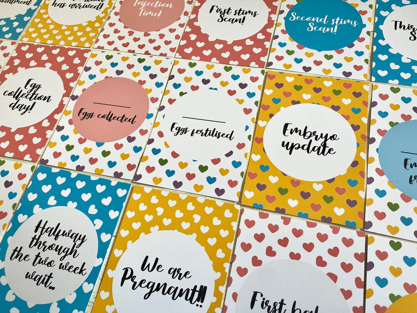 Hearts IVF IUI ICSI Milestone Cards