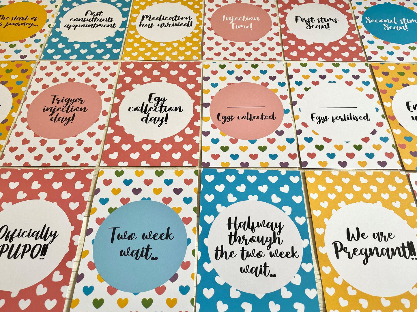 Hearts IVF IUI ICSI Milestone Cards