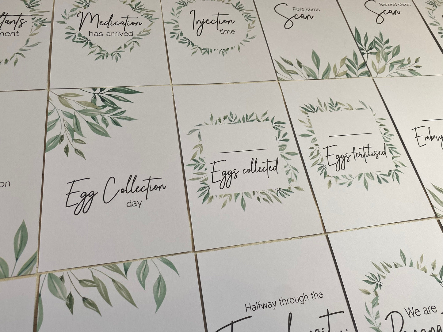 Botanical IVF IUI ICSI Milestone Cards