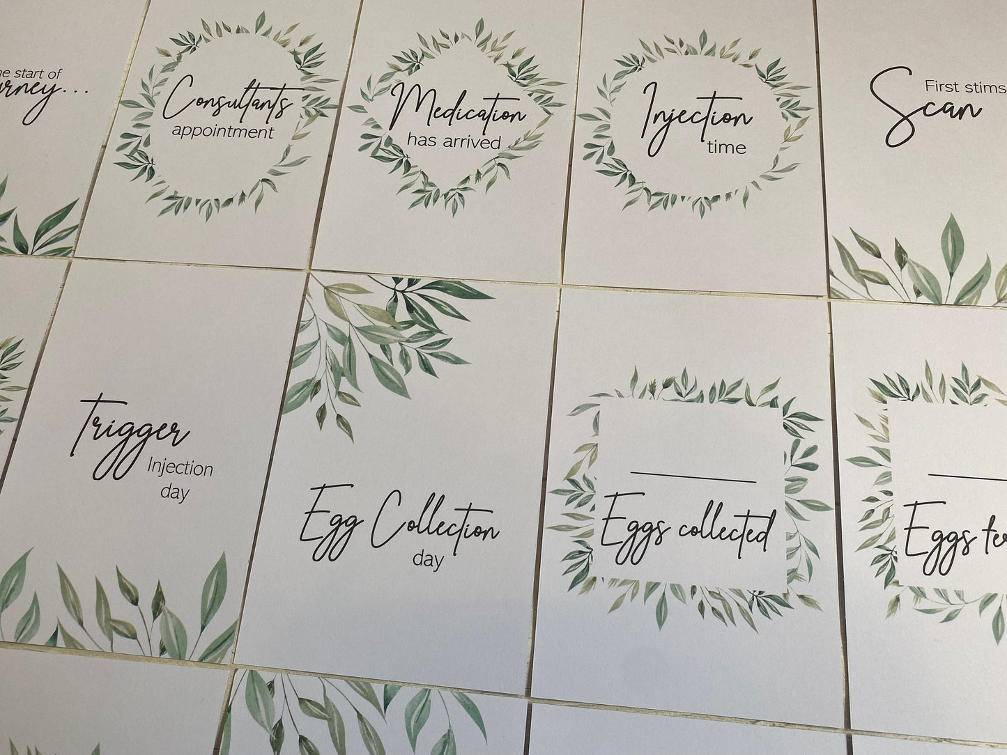 Botanical IVF IUI ICSI Milestone Cards