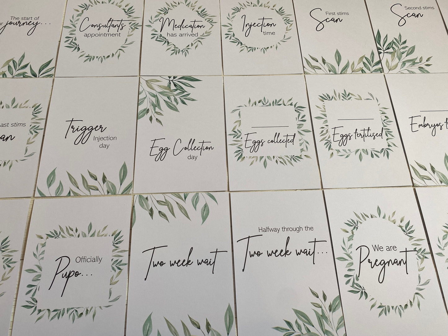 Botanical IVF IUI ICSI Milestone Cards
