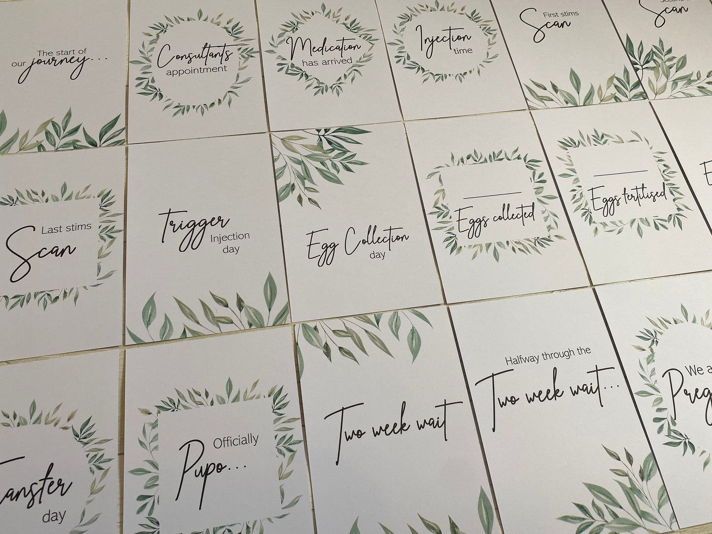 Botanical IVF IUI ICSI Milestone Cards