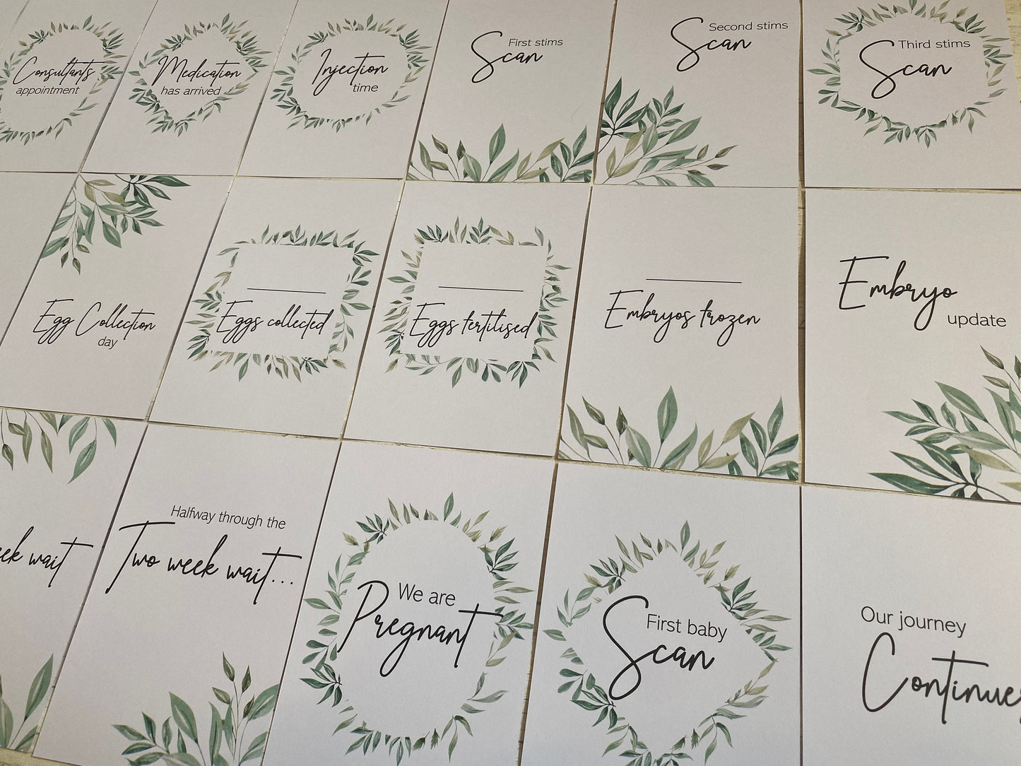 Botanical IVF IUI ICSI Milestone Cards
