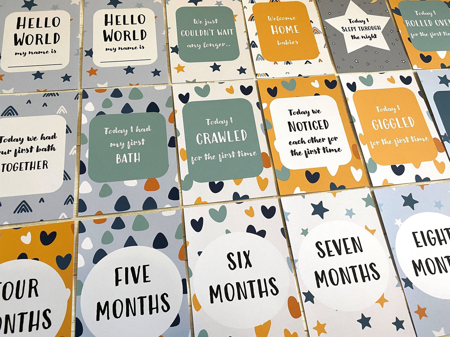 Twin Baby Milestone Cards for Pregnancy and Newborn Gifts, Gender Neutral and Unisex