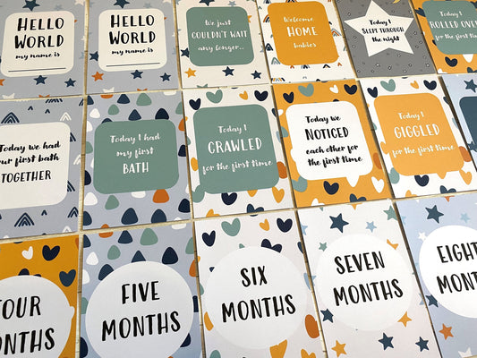 Twin Baby Milestone Cards for Pregnancy and Newborn Gifts, Gender Neutral and Unisex
