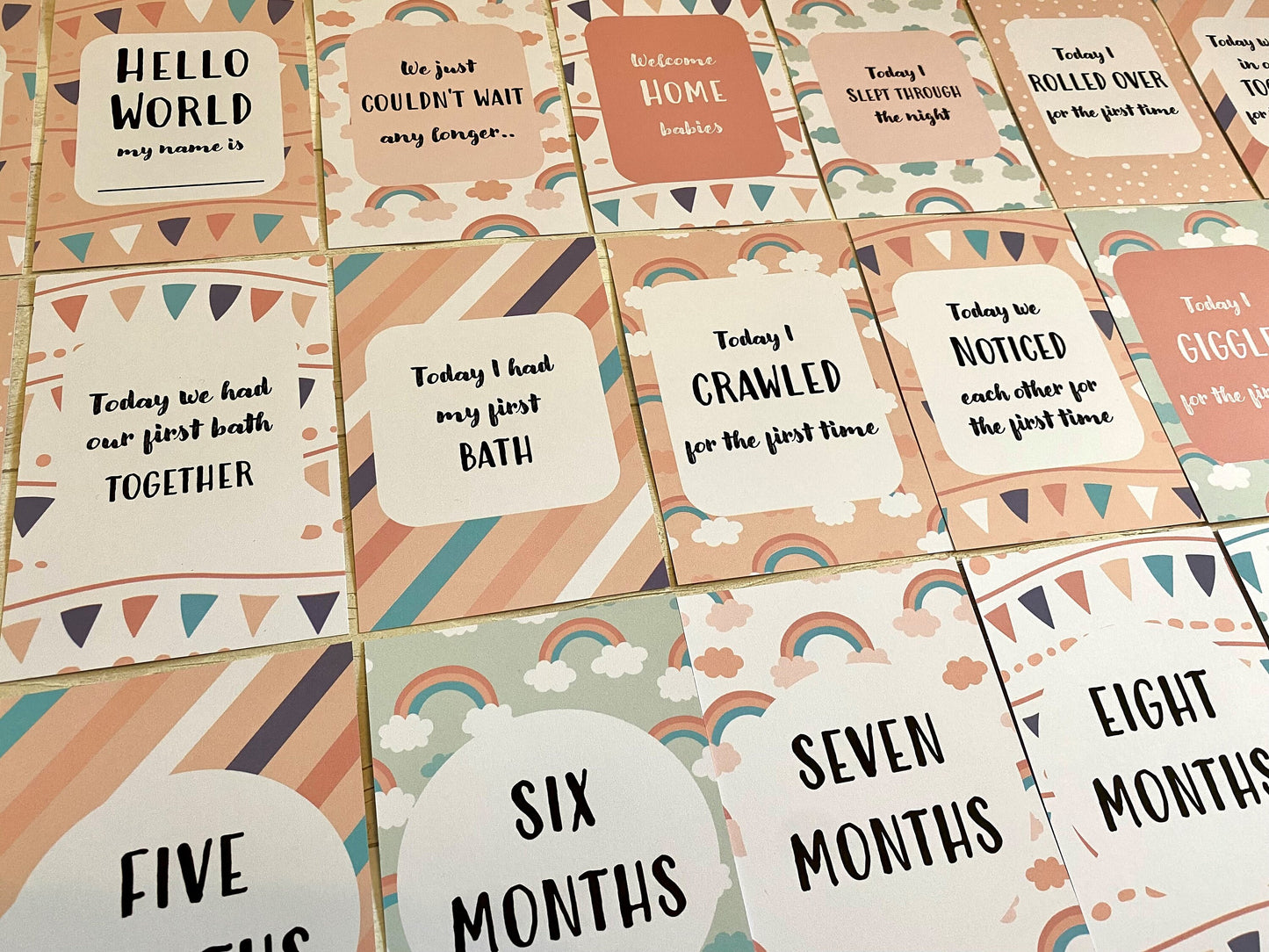 Twin Baby Milestone Cards - Gender Neutral Pregnancy Gift for Parents and Baby Showers
