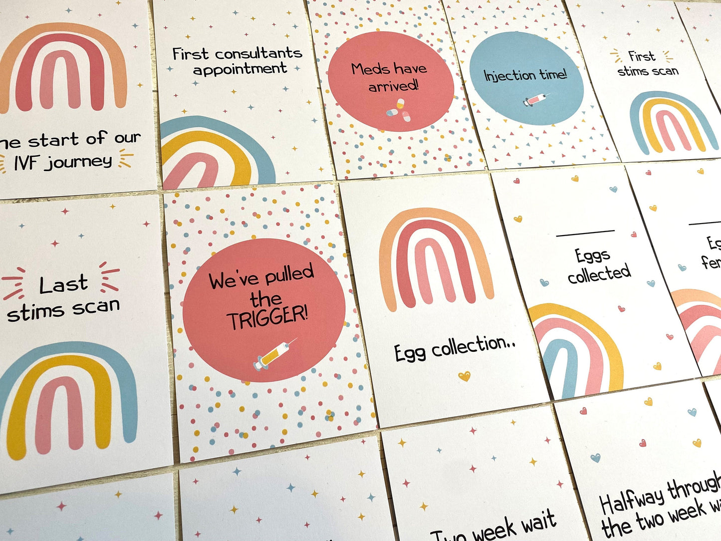 Bright Rainbow IVF IUI ICSI Milestone Cards