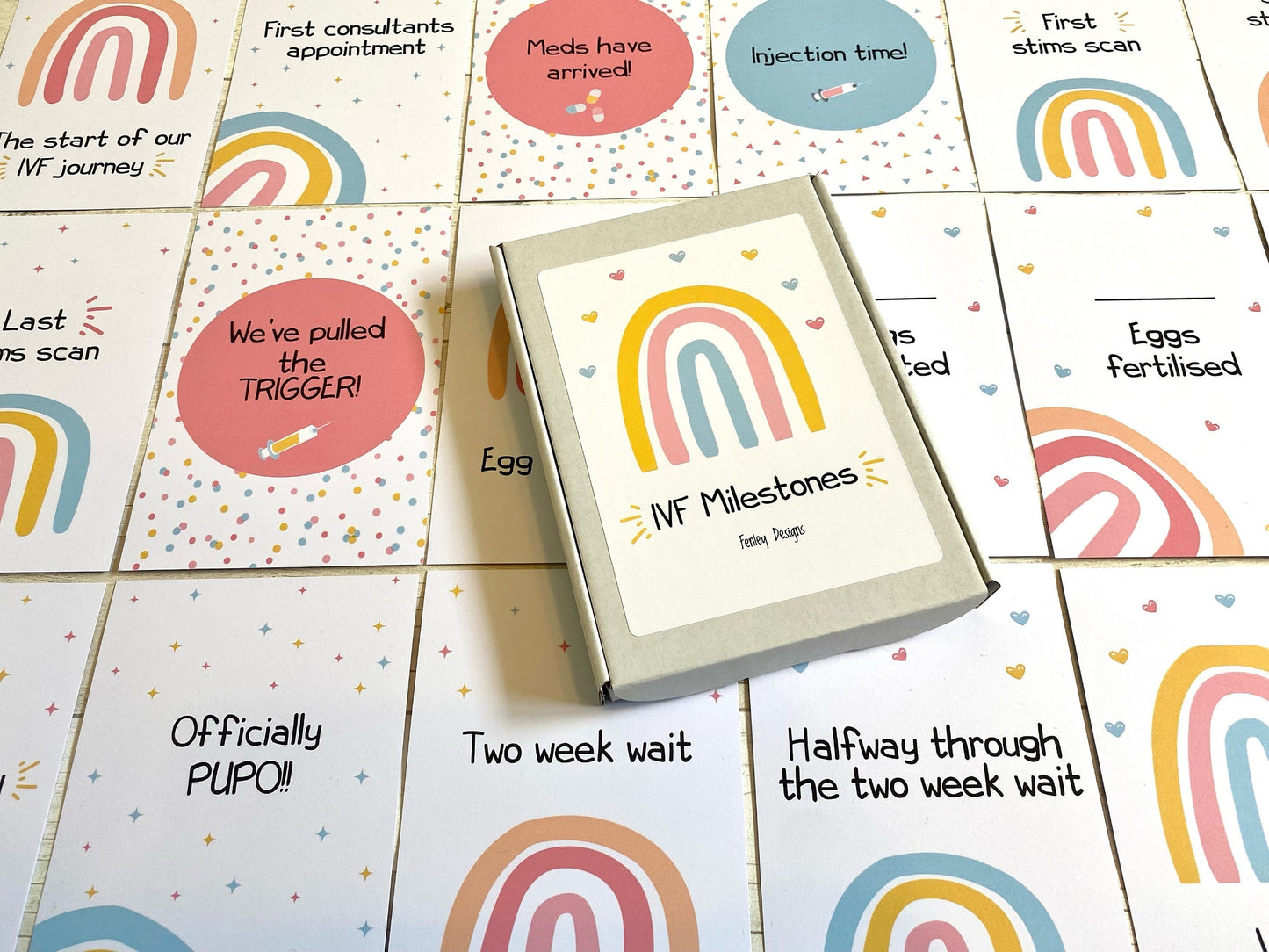 Bright Rainbow IVF IUI ICSI Milestone Cards