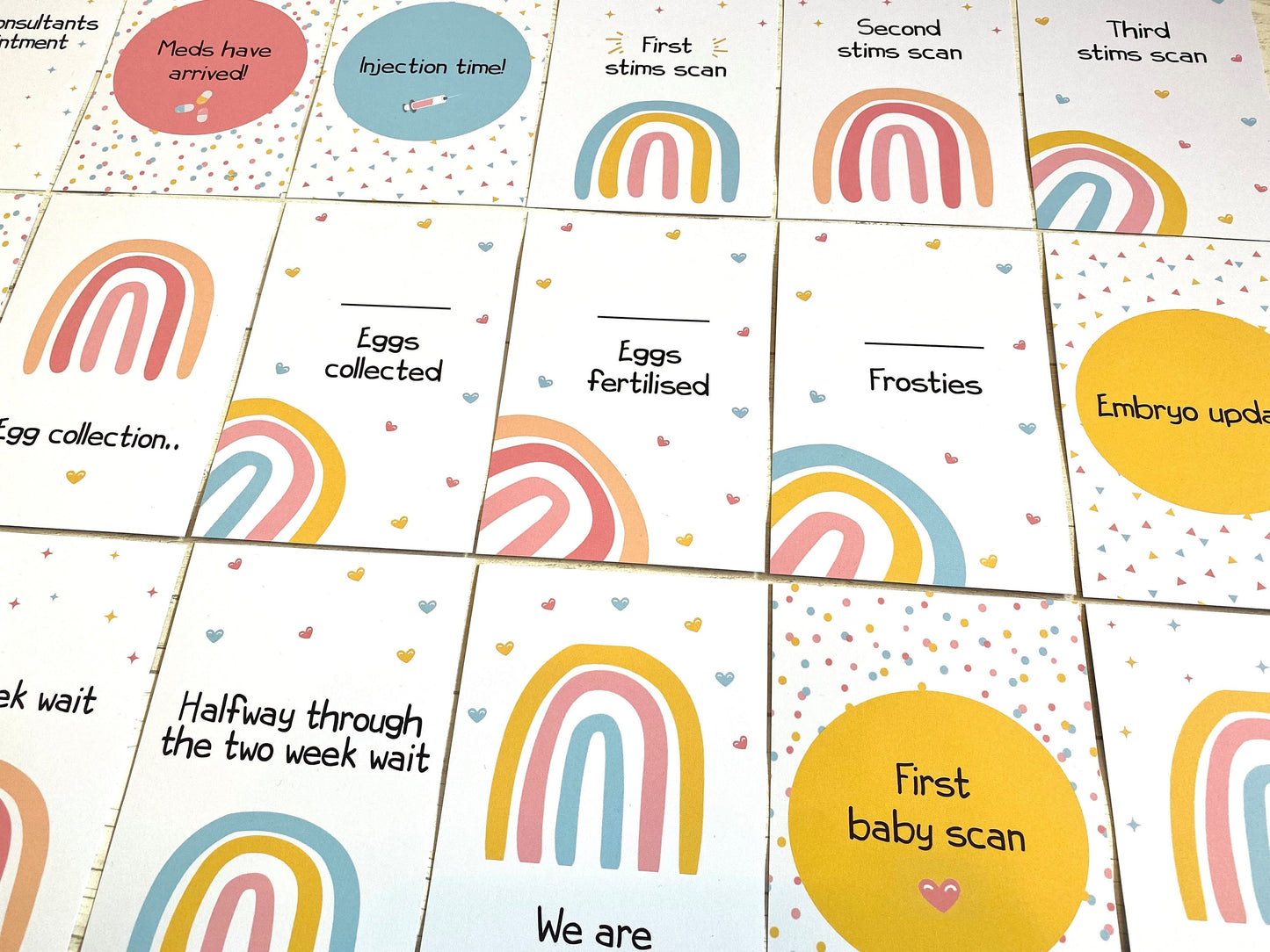 Bright Rainbow IVF IUI ICSI Milestone Cards