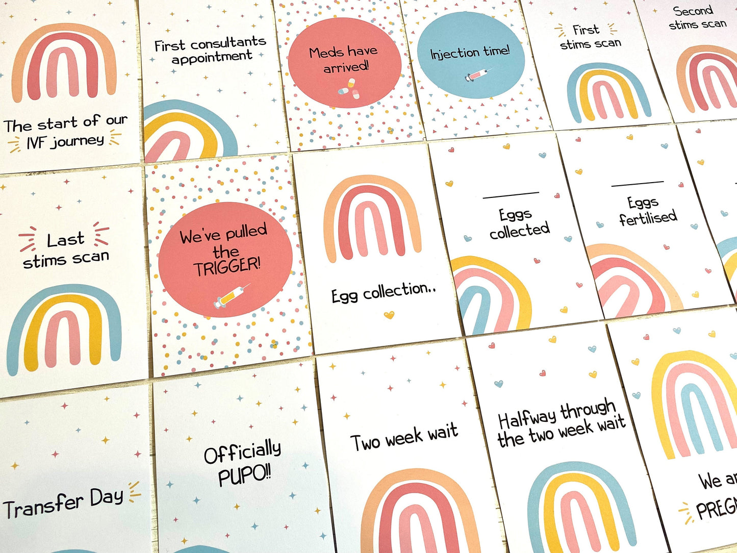 Bright Rainbow IVF IUI ICSI Milestone Cards