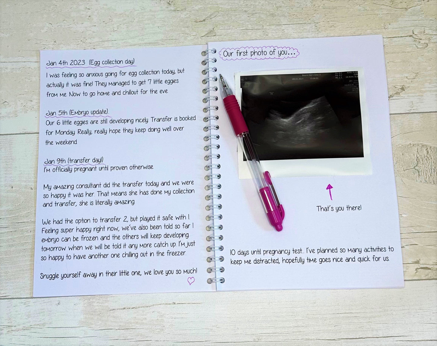 Personalised Sunflower IVF Fertility Journal