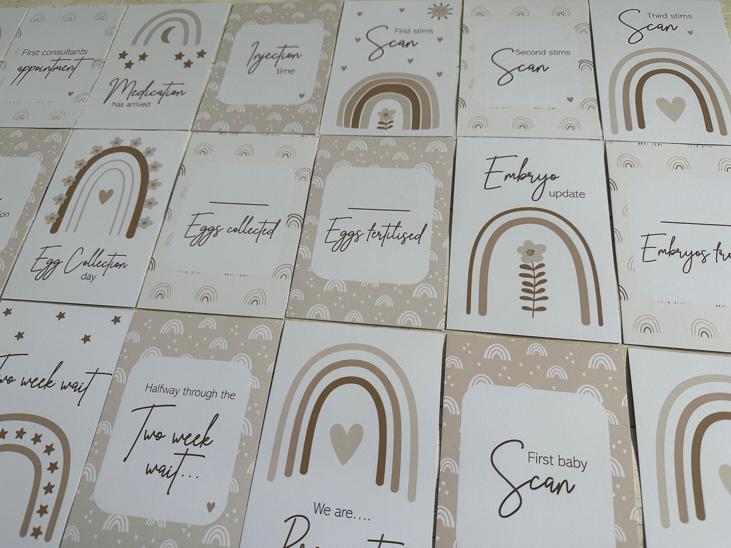 Neutral Rainbow IVF IUI ICSI Milestone Cards